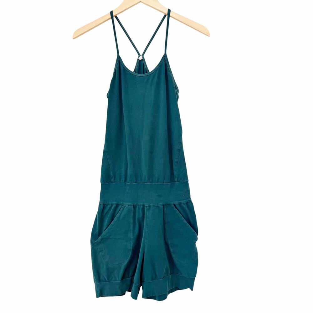 Women's Teal Sleeveless Romper with Strappy Back
